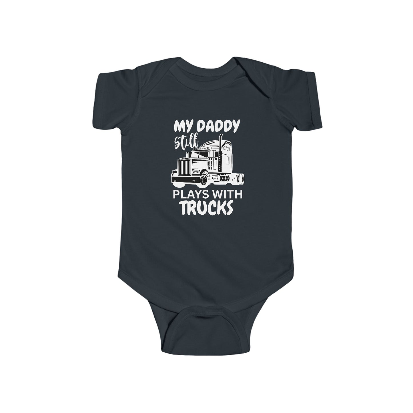 Plays With Trucks Baby Bodysuit - Dark Colors