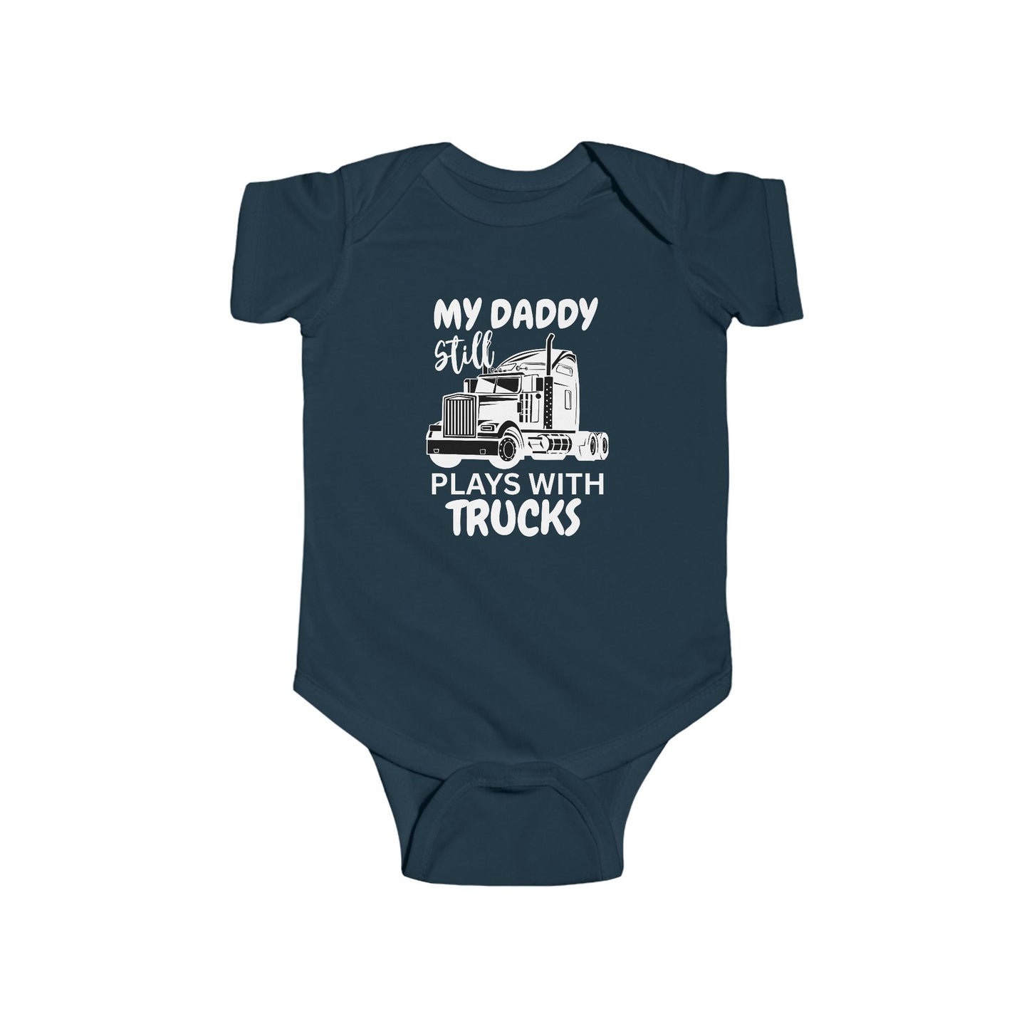 Plays With Trucks Baby Bodysuit - Dark Colors