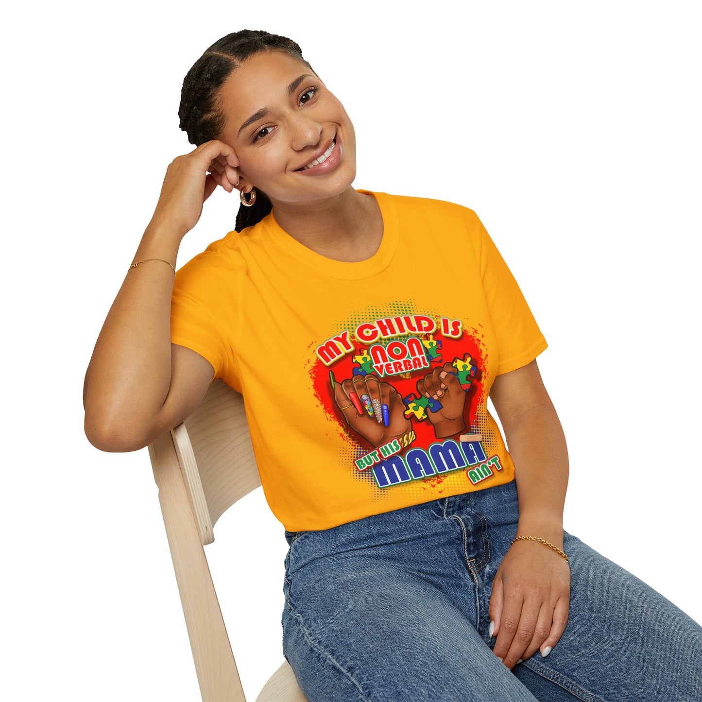 My Child is Nonverbal But His Mama Ain't Unisex Softstyle T-Shirt