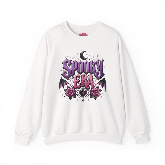 Spooky Era Sweatshirt — Gothic Moon, Bats & Roses Halloween Crewneck