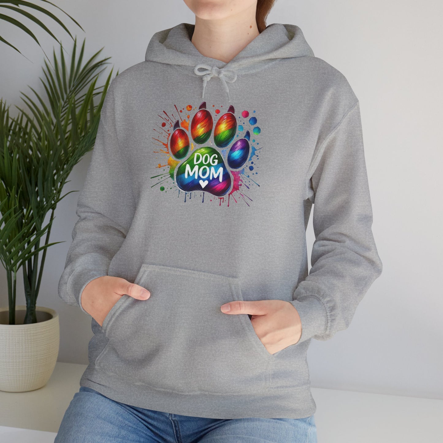 Dog Mom Rainbow Paw Print Hoodie