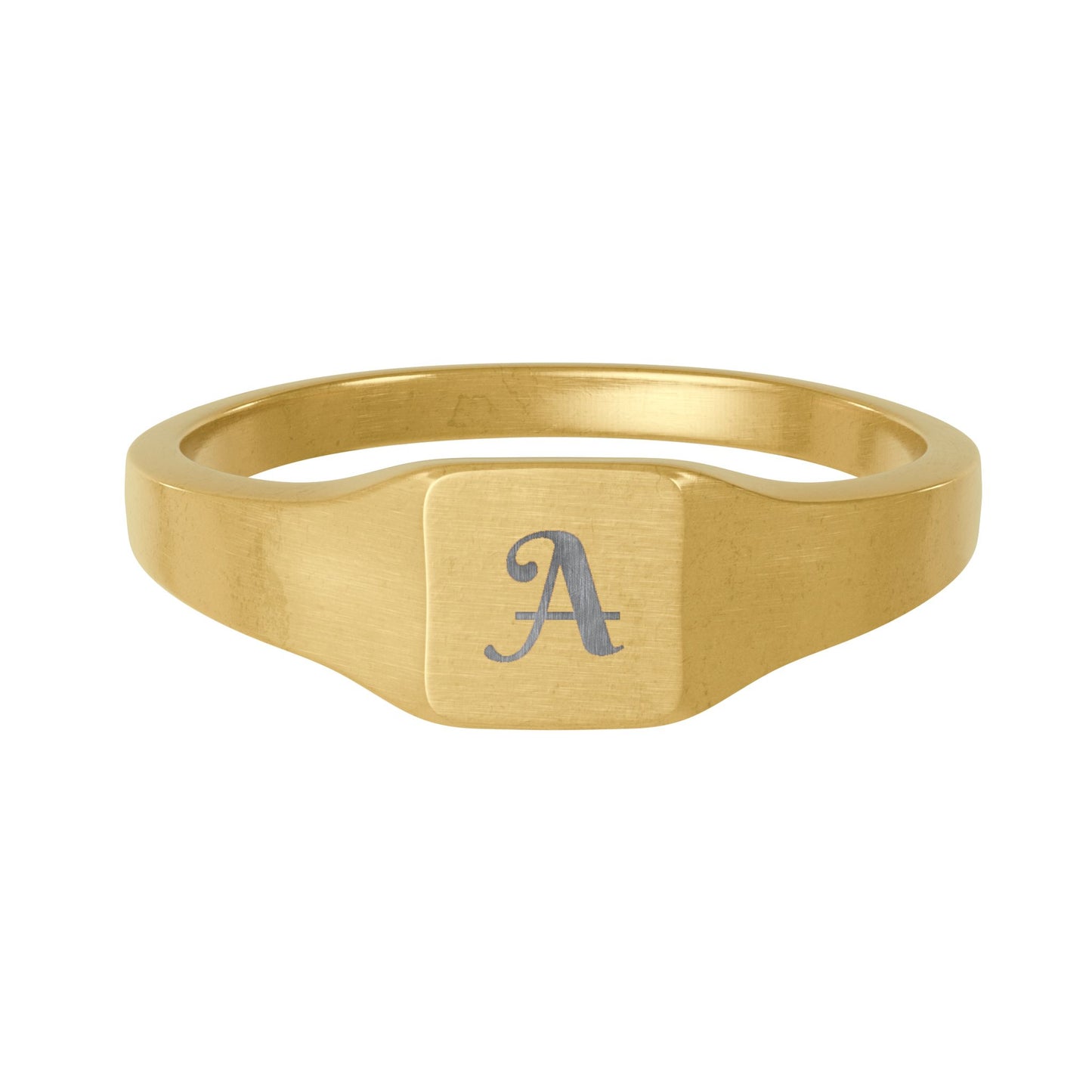 Engraved Monogram Stainless Steel Square Signet Ring