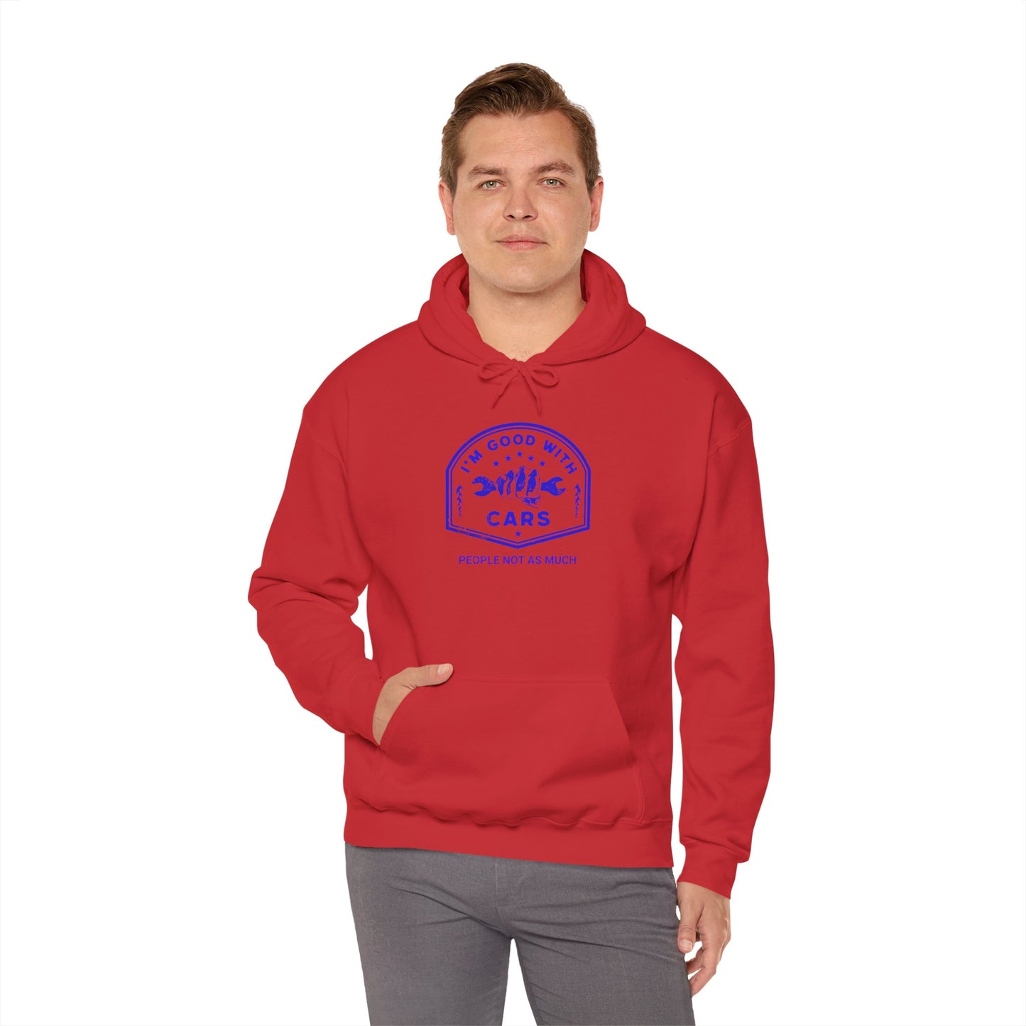 Good With Cars, People Not As Much Graphic Hooded Sweatshirt