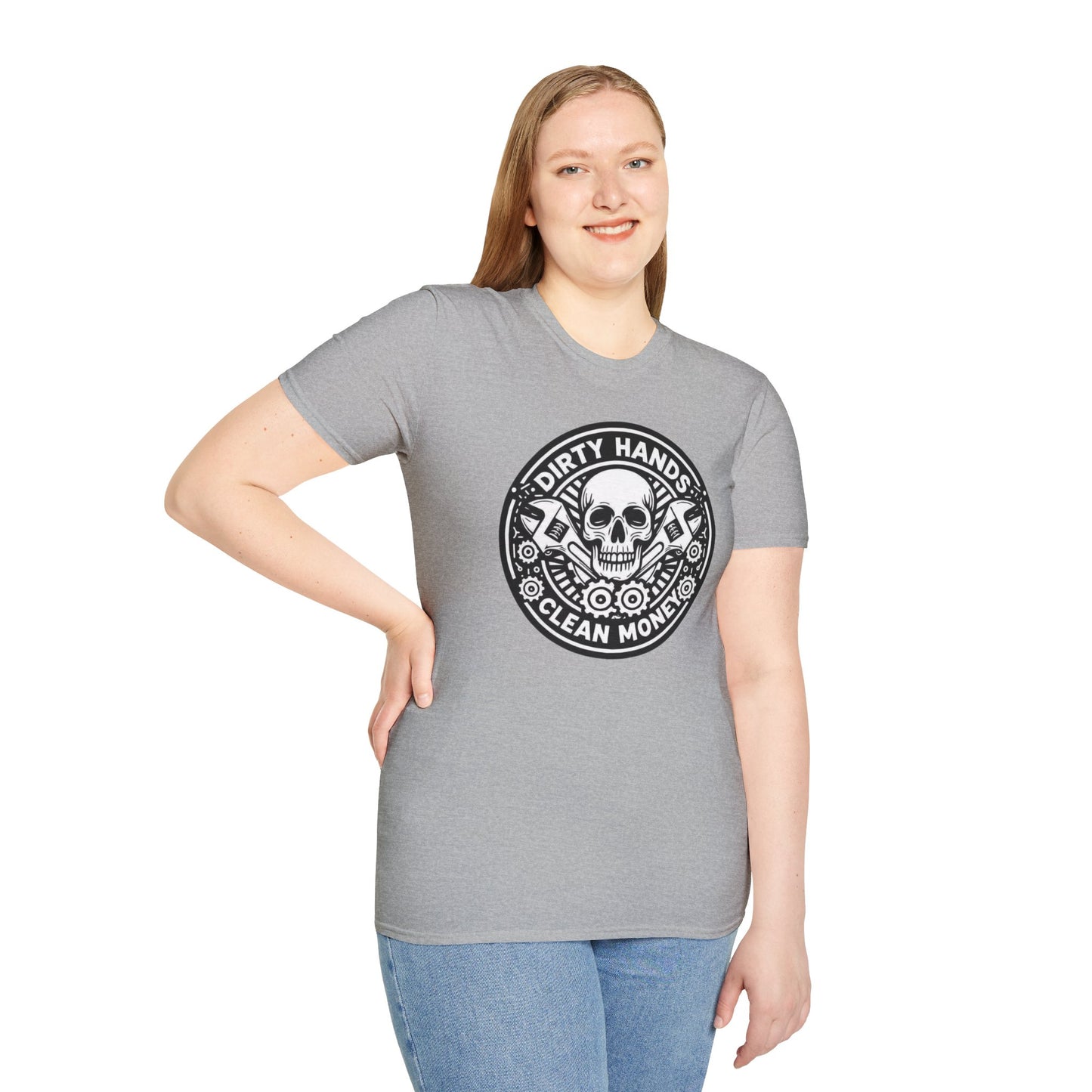 Dirty Hands, Clean Money Skull Unisex Graphic Tee