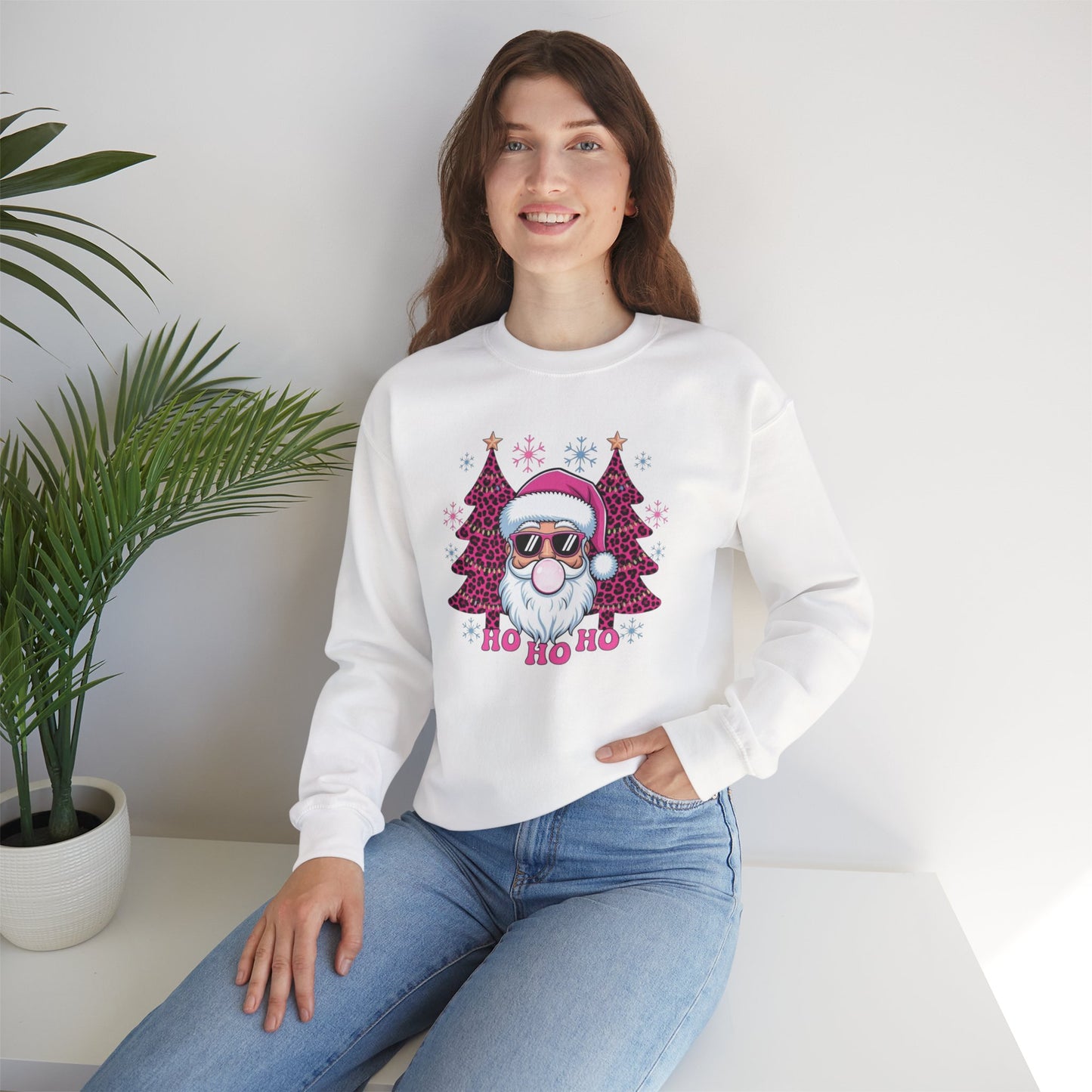 Santa Sunglasses “Ho Ho Ho” Holiday Crewneck Sweatshirt