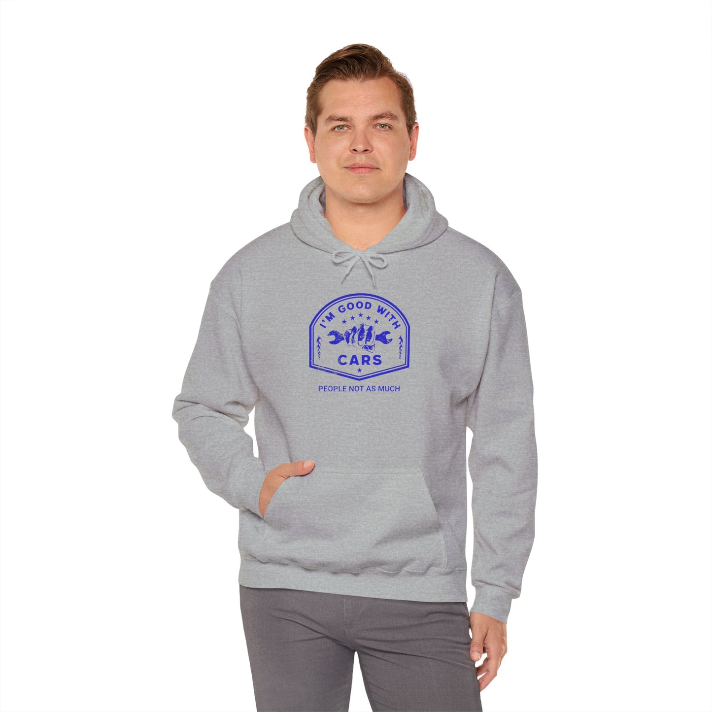 Good With Cars, People Not As Much Graphic Hooded Sweatshirt