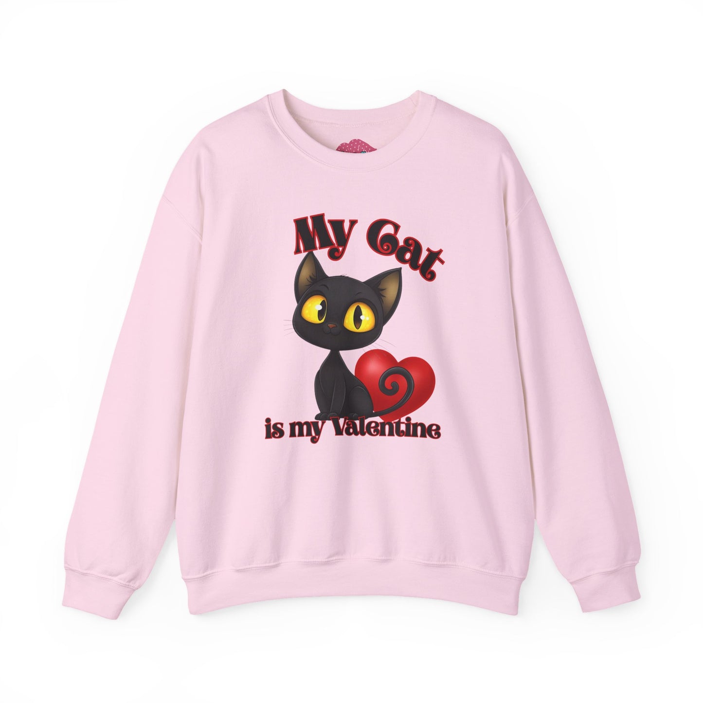 My Cat is My Valentine Cute Black Cat Unisex Crewneck