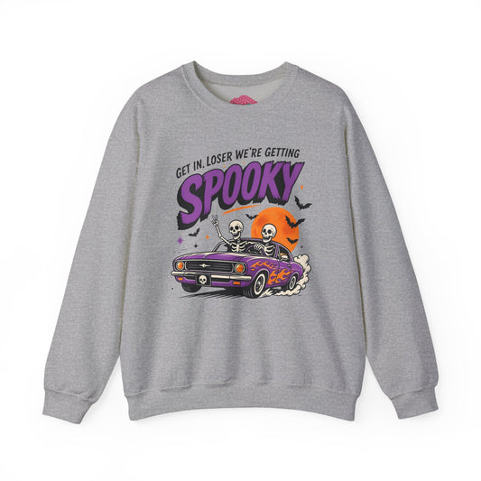 Spooky Roadtrip Sweatshirt — “Get In, Loser We’re Getting Spooky” Halloween Crewneck