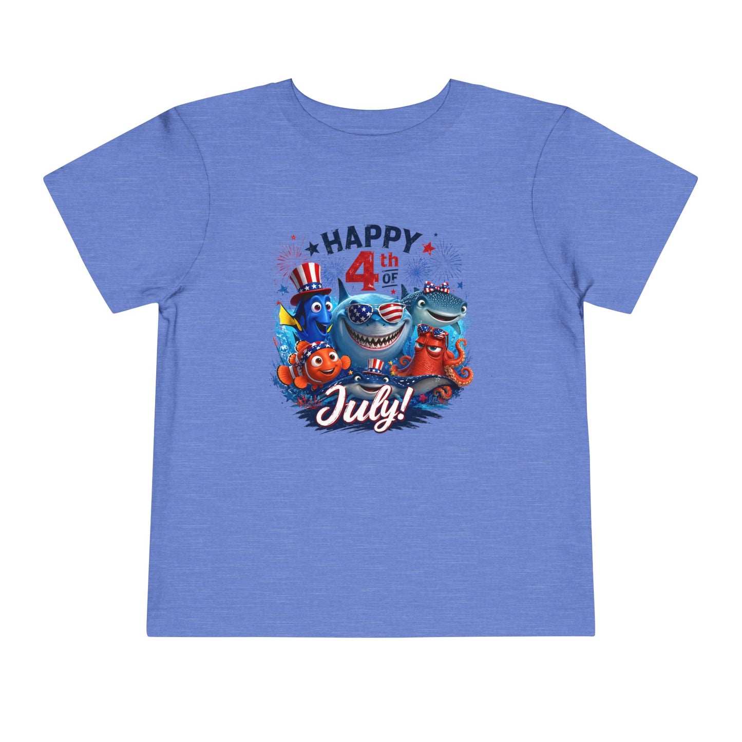 "Happy 4th of July" Patriotic Sea Creatures Toddler Tee