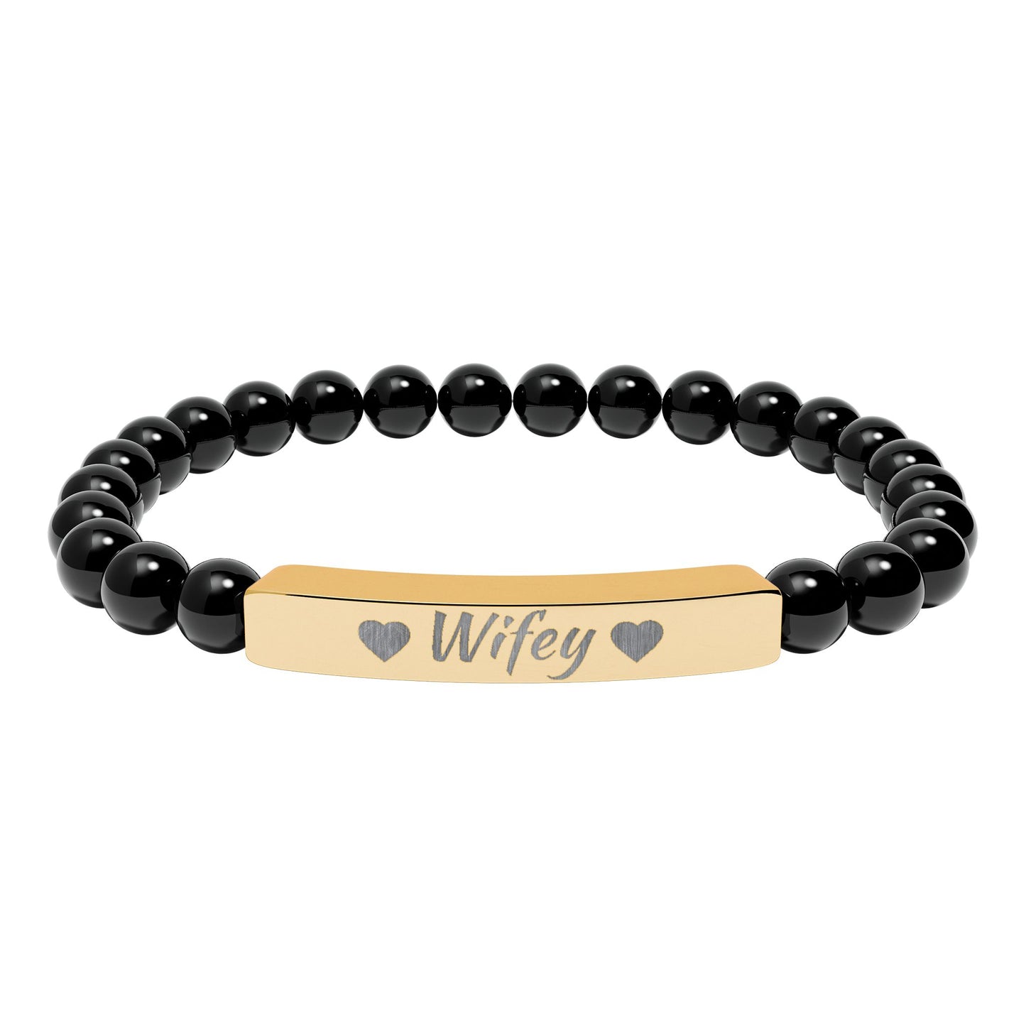 Engraved Natural Stone Stretch Bracelet