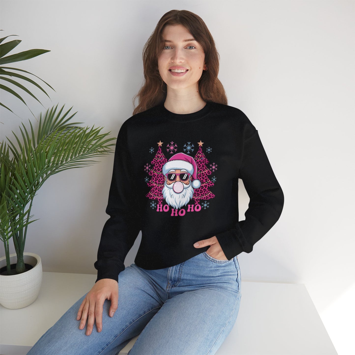 Santa Sunglasses “Ho Ho Ho” Holiday Crewneck Sweatshirt