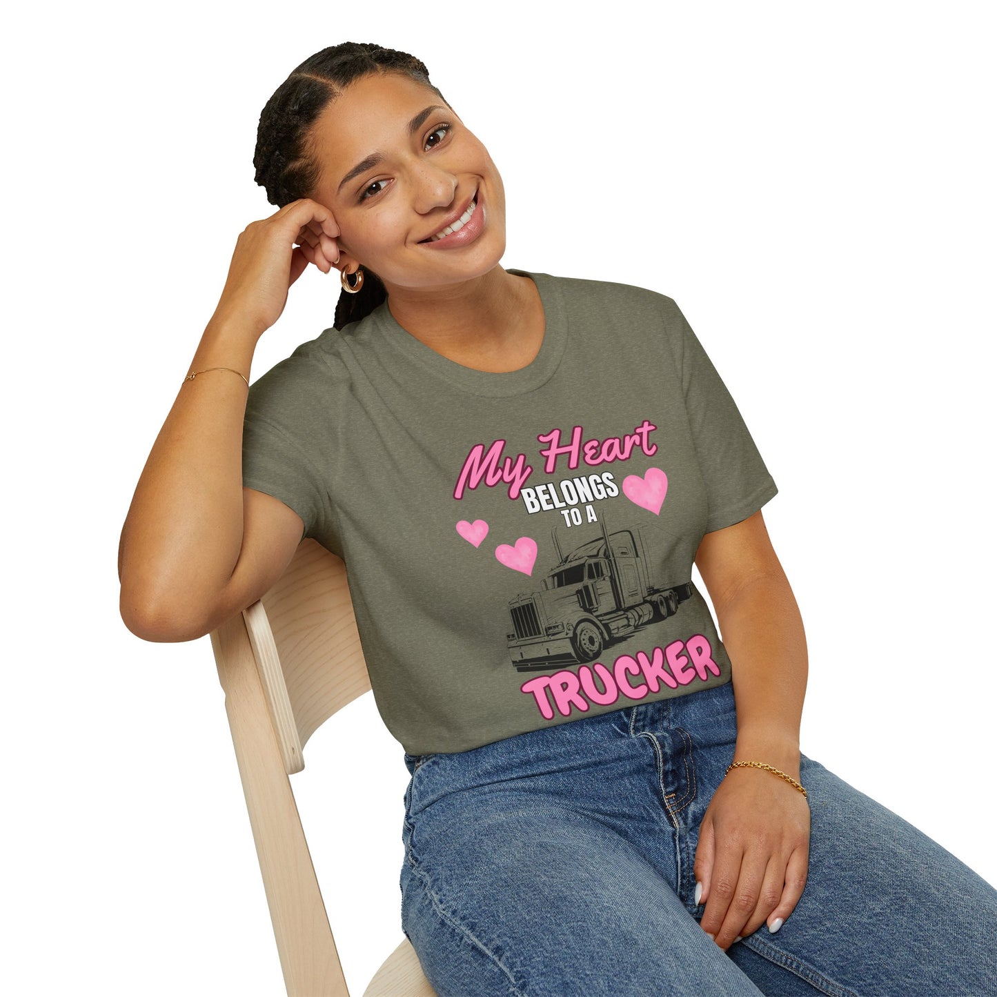 My Heart Belongs to a Trucker Unisex Softstyle T-Shirt