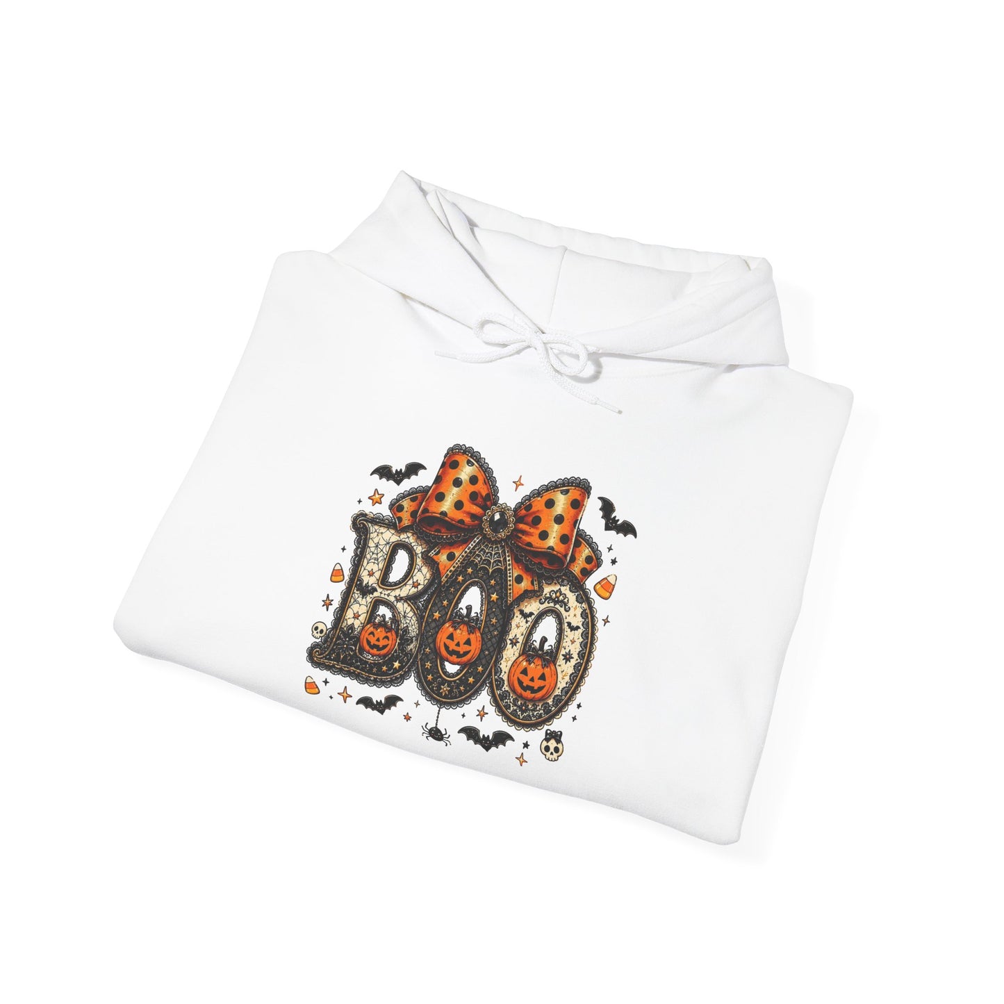 Halloween "Boo" Hoodie – Cute Leopard Bow Pumpkin Design