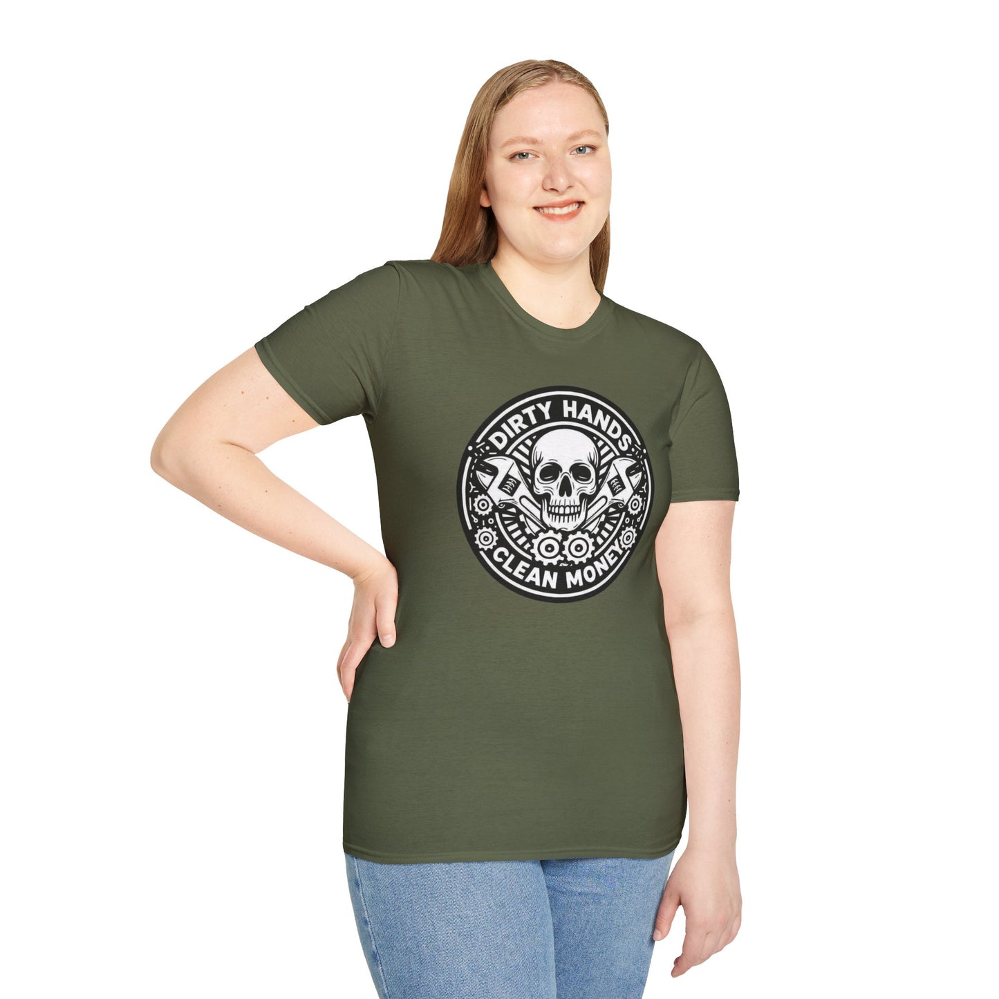 Dirty Hands, Clean Money Skull Unisex Graphic Tee