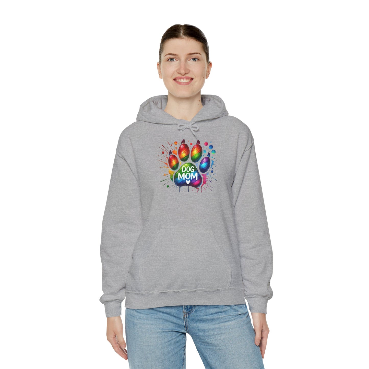 Dog Mom Rainbow Paw Print Hoodie