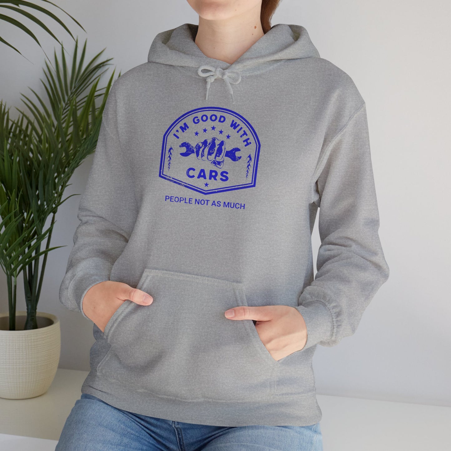 Good With Cars, People Not As Much Graphic Hooded Sweatshirt
