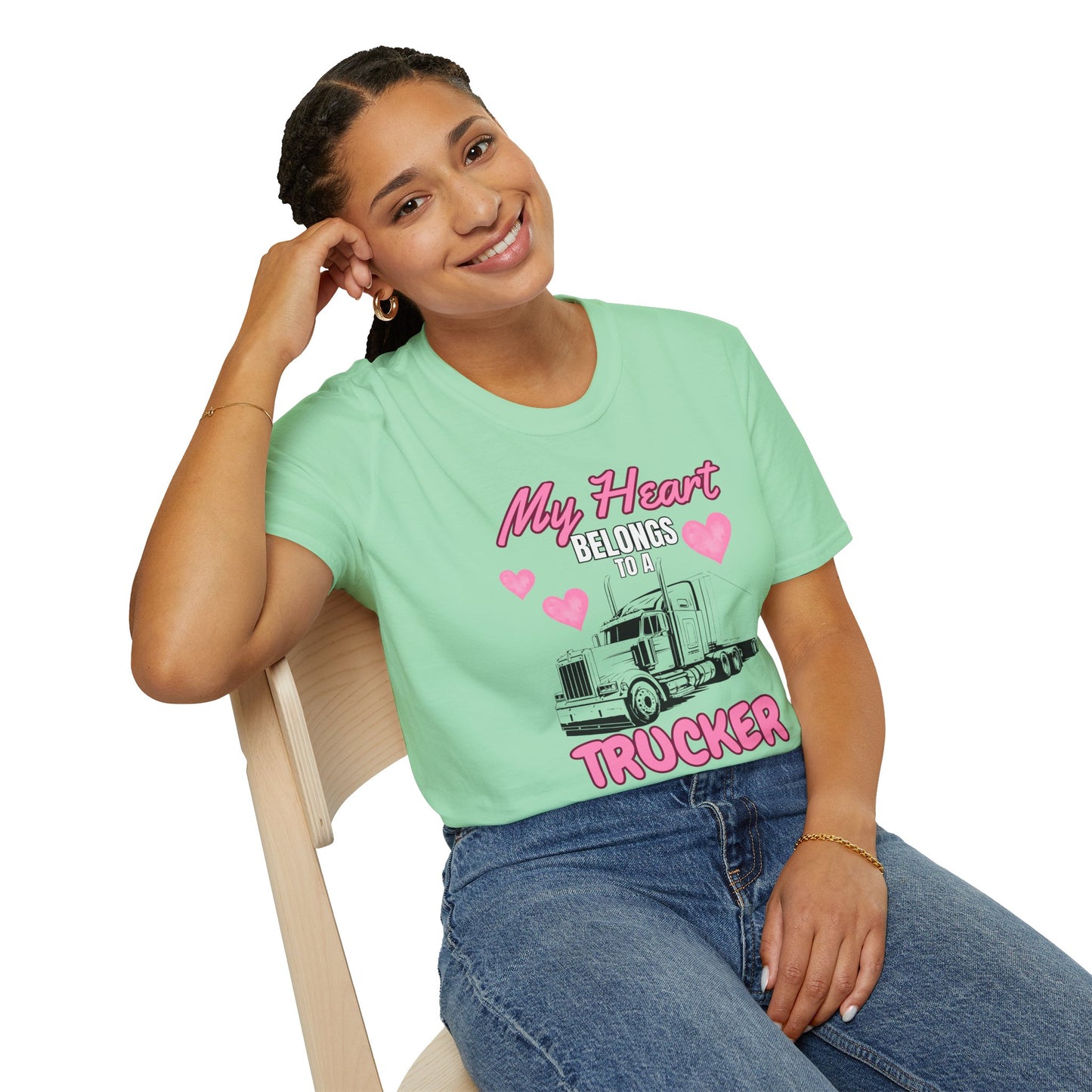My Heart Belongs to a Trucker Unisex Softstyle T-Shirt