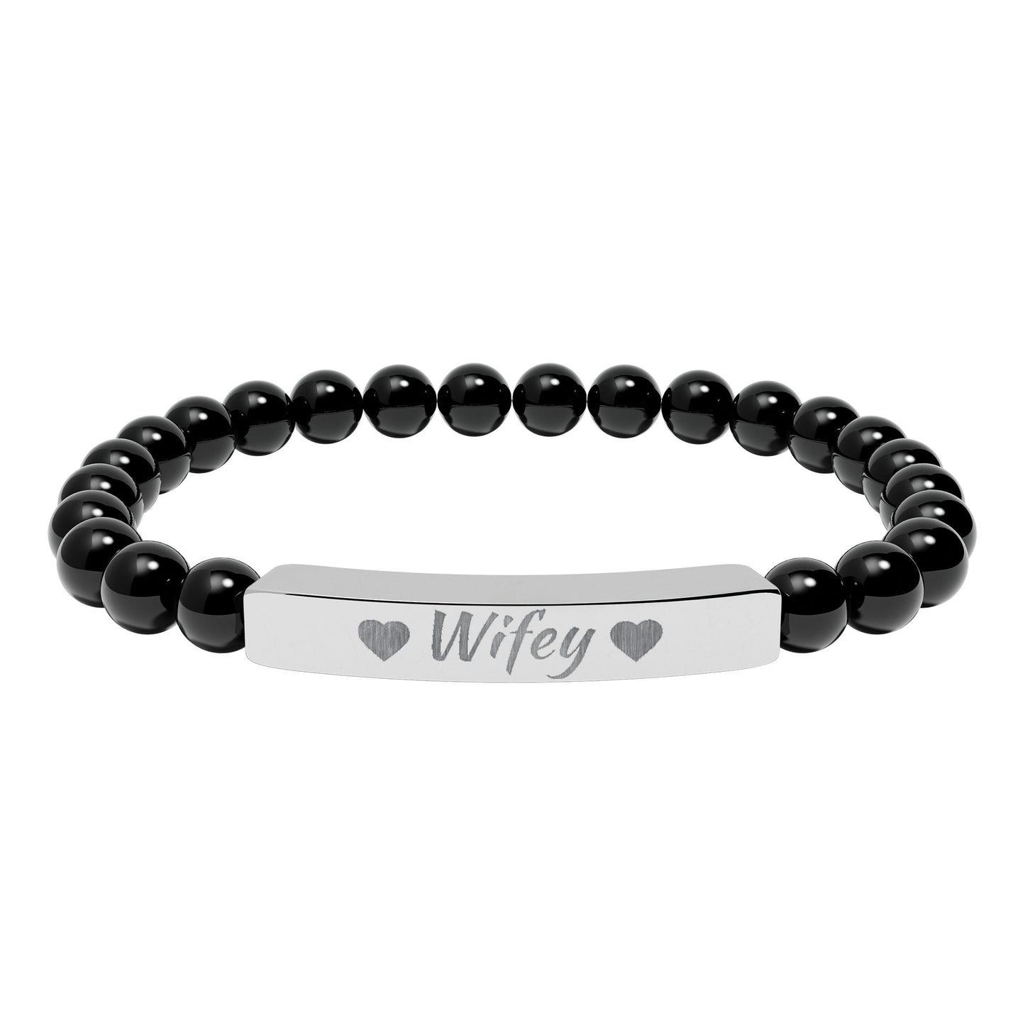 Engraved Natural Stone Stretch Bracelet