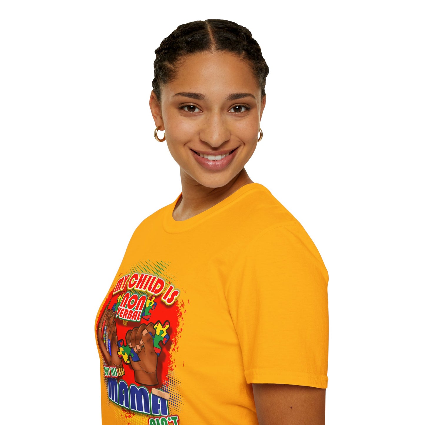 My Child is Nonverbal But His Mama Ain't Unisex Softstyle T-Shirt