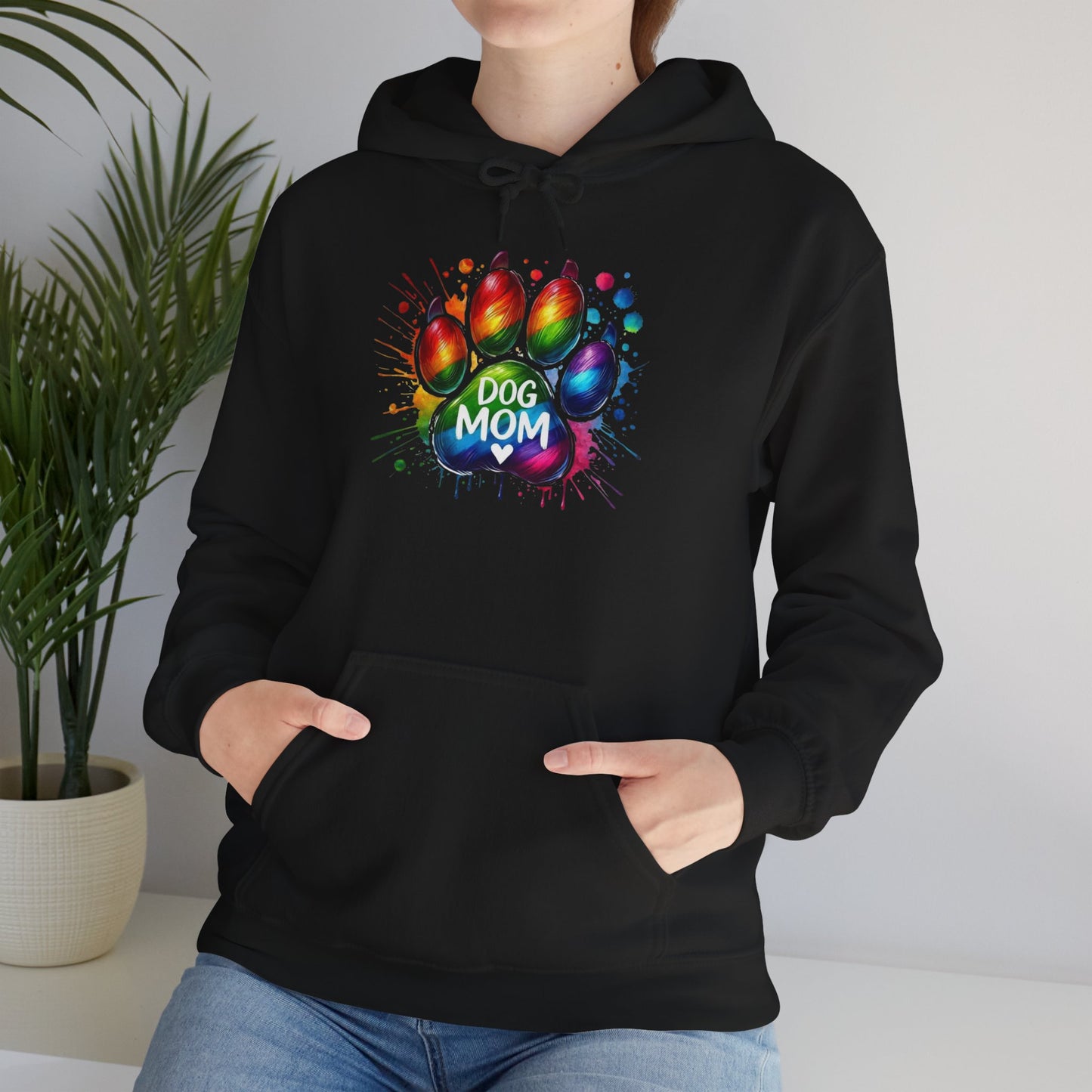 Dog Mom Rainbow Paw Print Hoodie