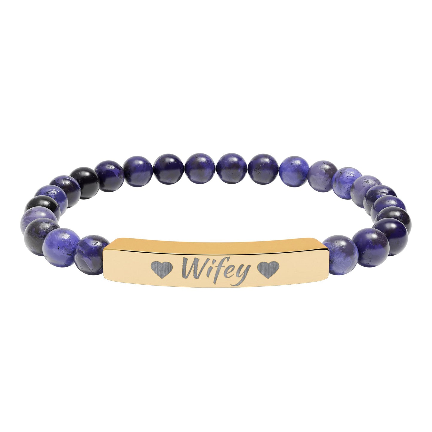 Engraved Natural Stone Stretch Bracelet