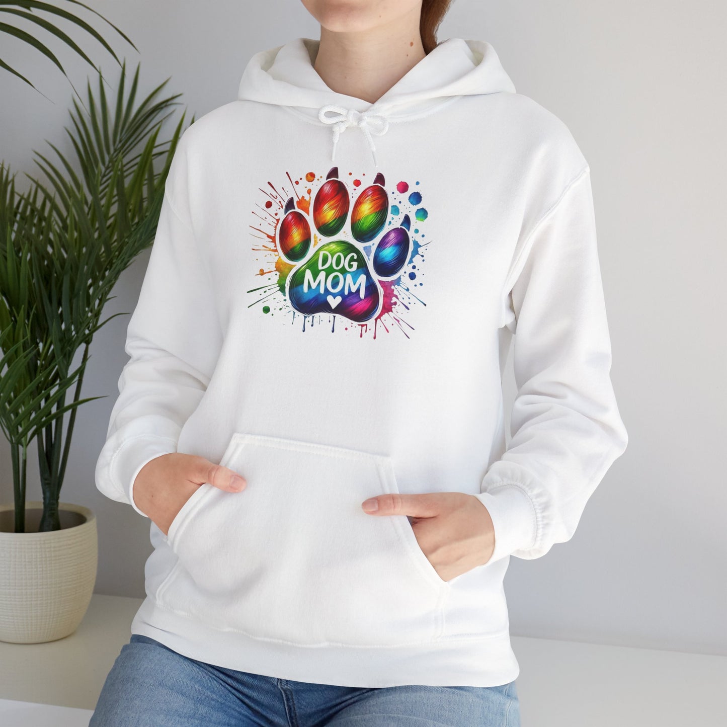 Dog Mom Rainbow Paw Print Hoodie