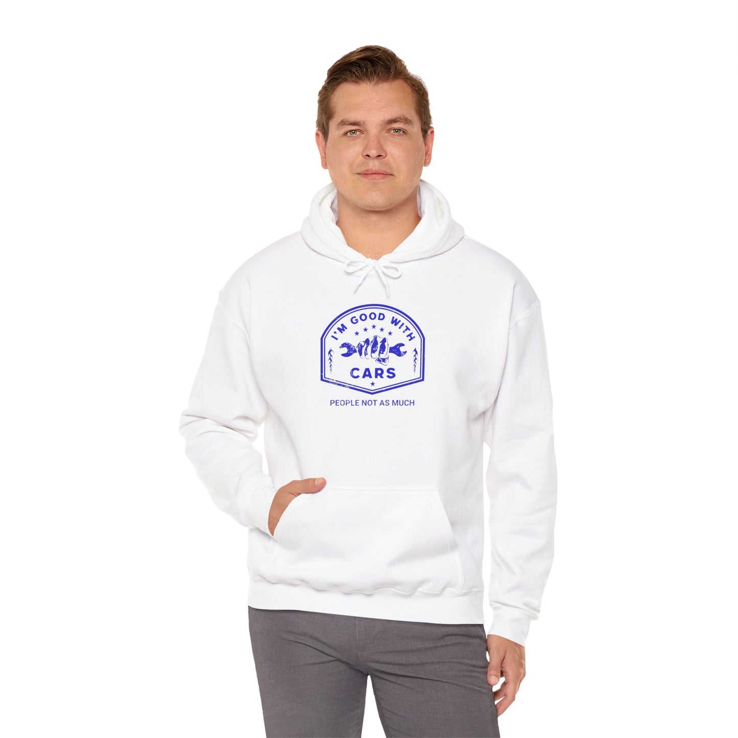 Good With Cars, People Not As Much Graphic Hooded Sweatshirt