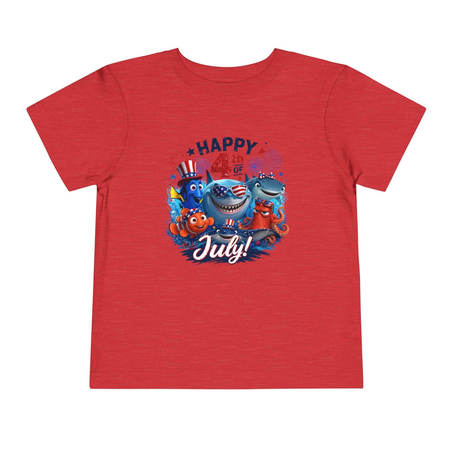 "Happy 4th of July" Patriotic Sea Creatures Toddler Tee