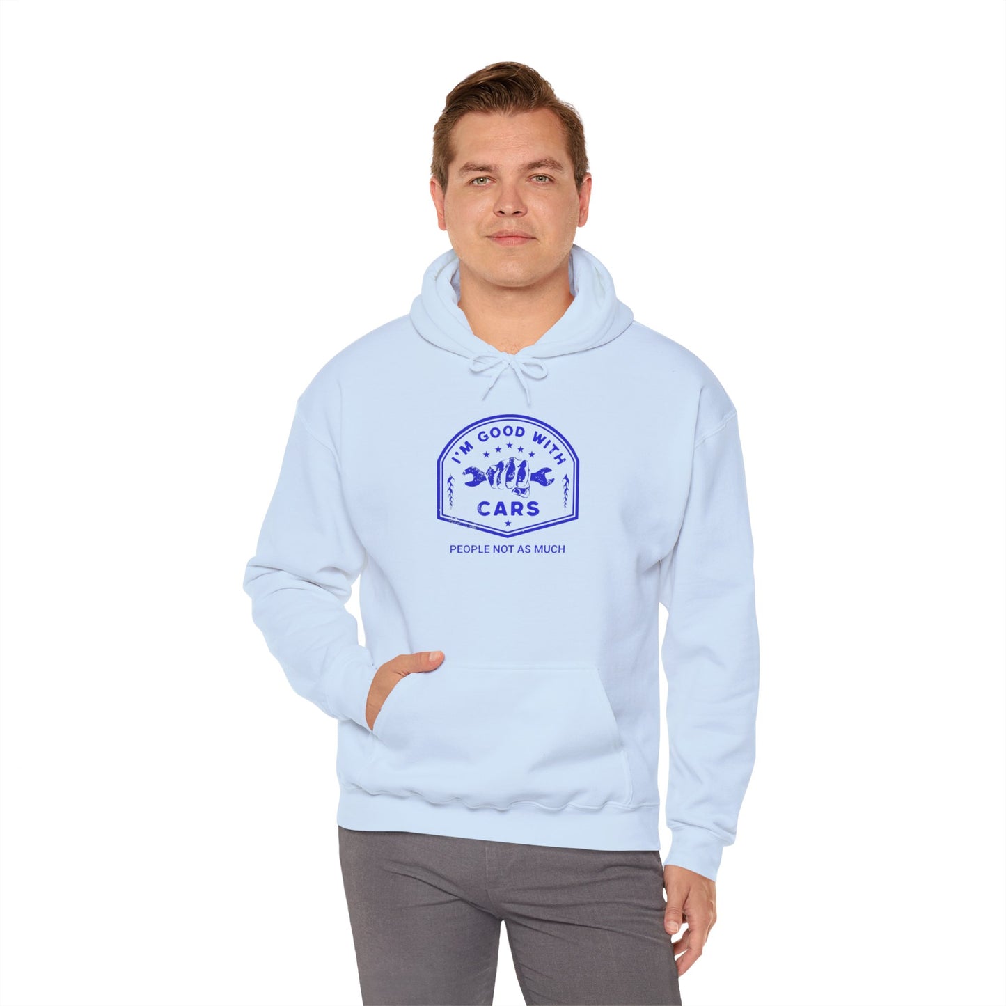 Good With Cars, People Not As Much Graphic Hooded Sweatshirt