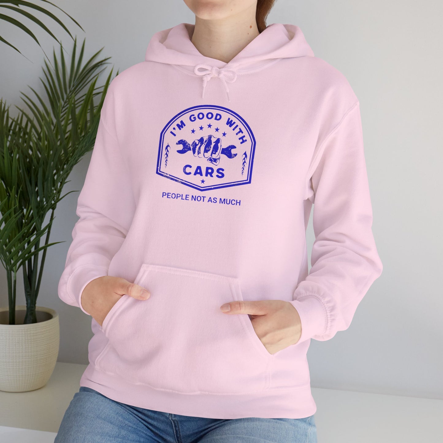 Good With Cars, People Not As Much Graphic Hooded Sweatshirt