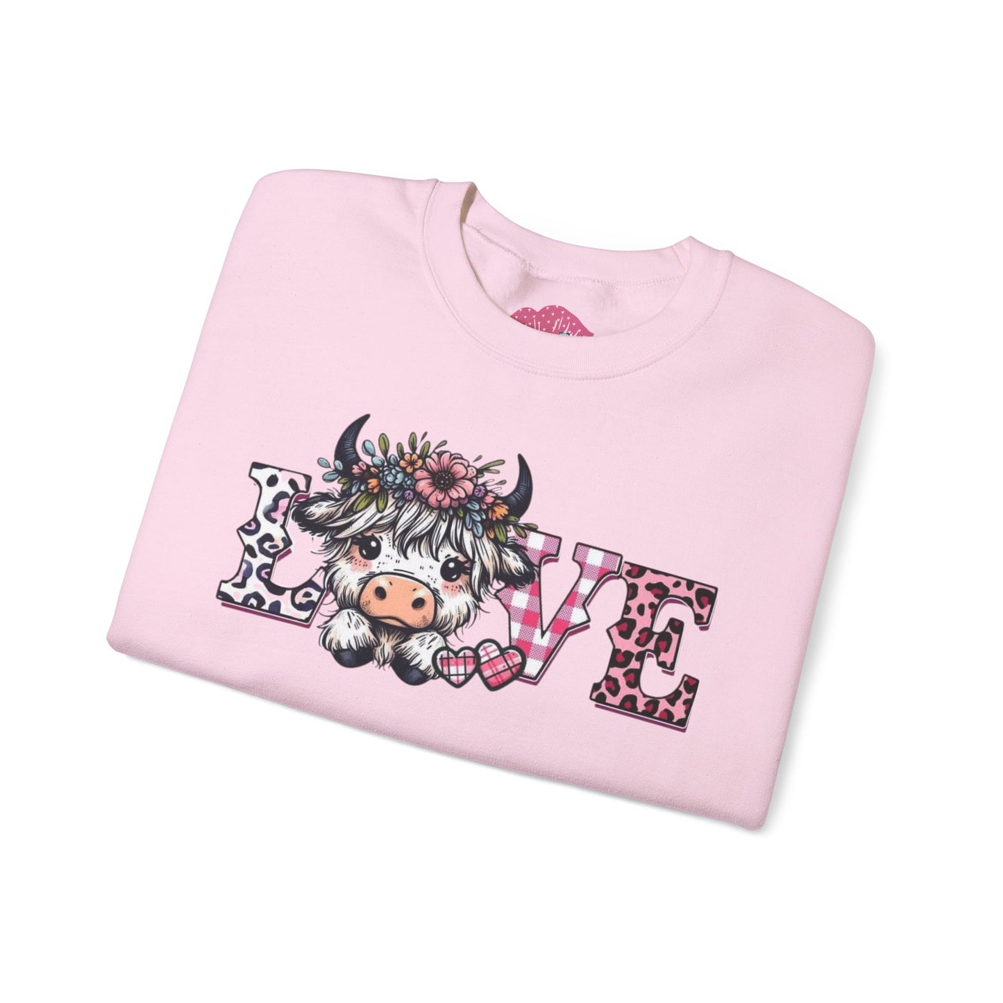 Floral Highland Cow Love Crewneck Sweatshirt