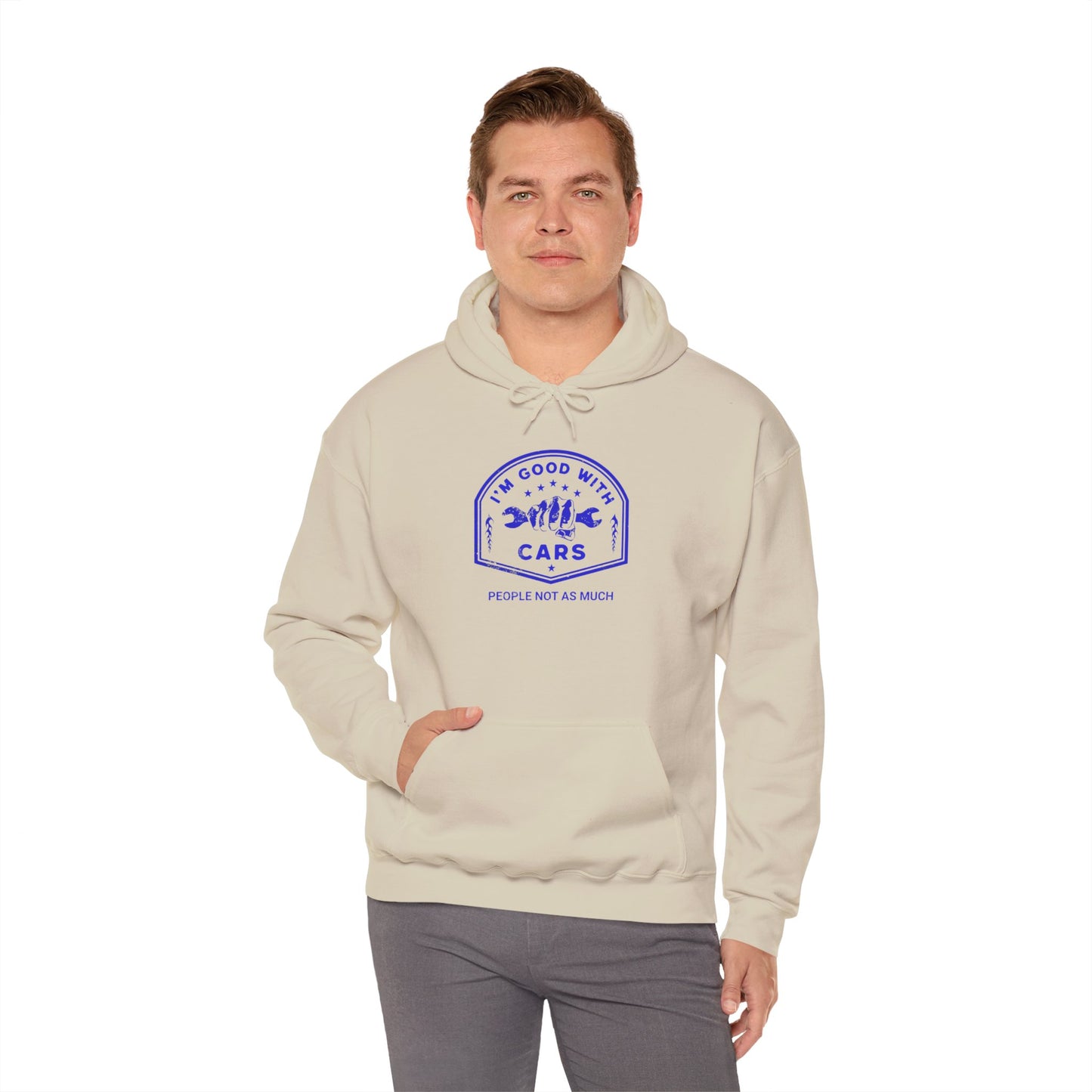 Good With Cars, People Not As Much Graphic Hooded Sweatshirt