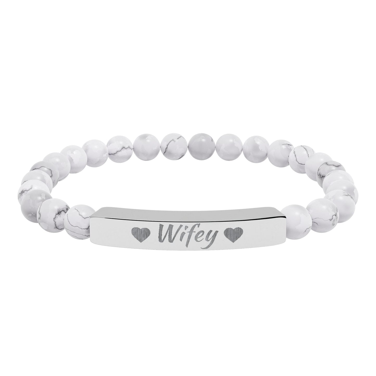 Engraved Natural Stone Stretch Bracelet