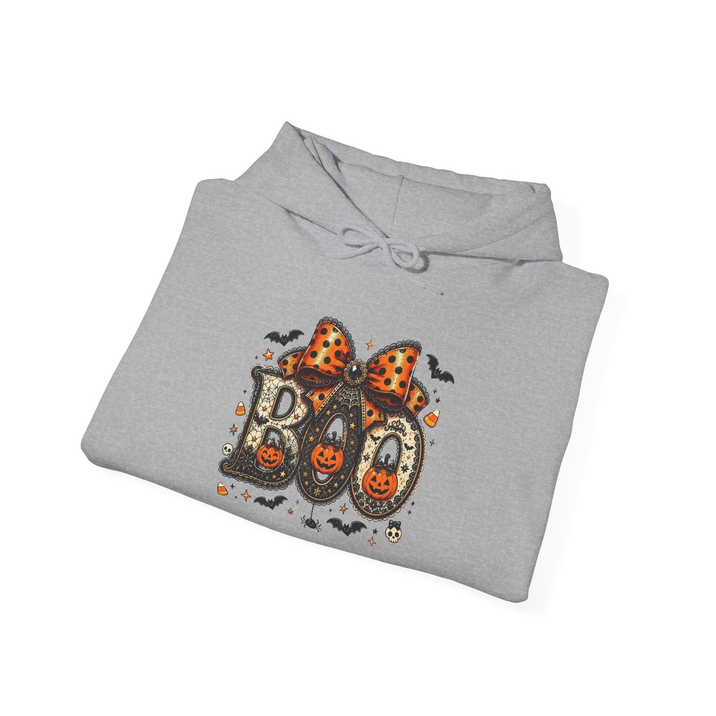 Halloween "Boo" Hoodie – Cute Leopard Bow Pumpkin Design