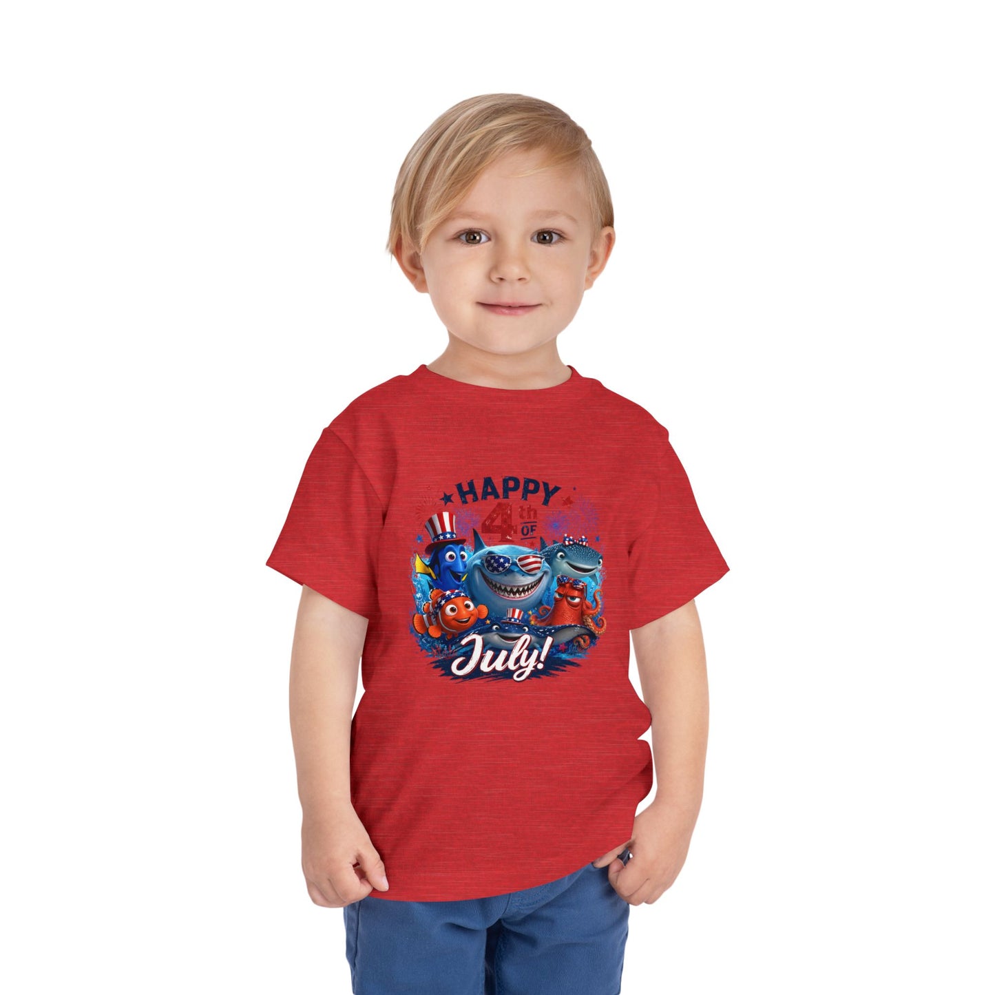 "Happy 4th of July" Patriotic Sea Creatures Toddler Tee