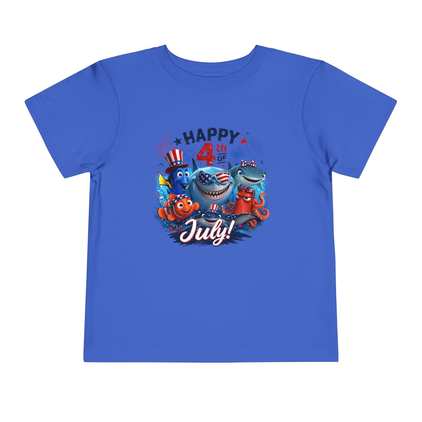 "Happy 4th of July" Patriotic Sea Creatures Toddler Tee