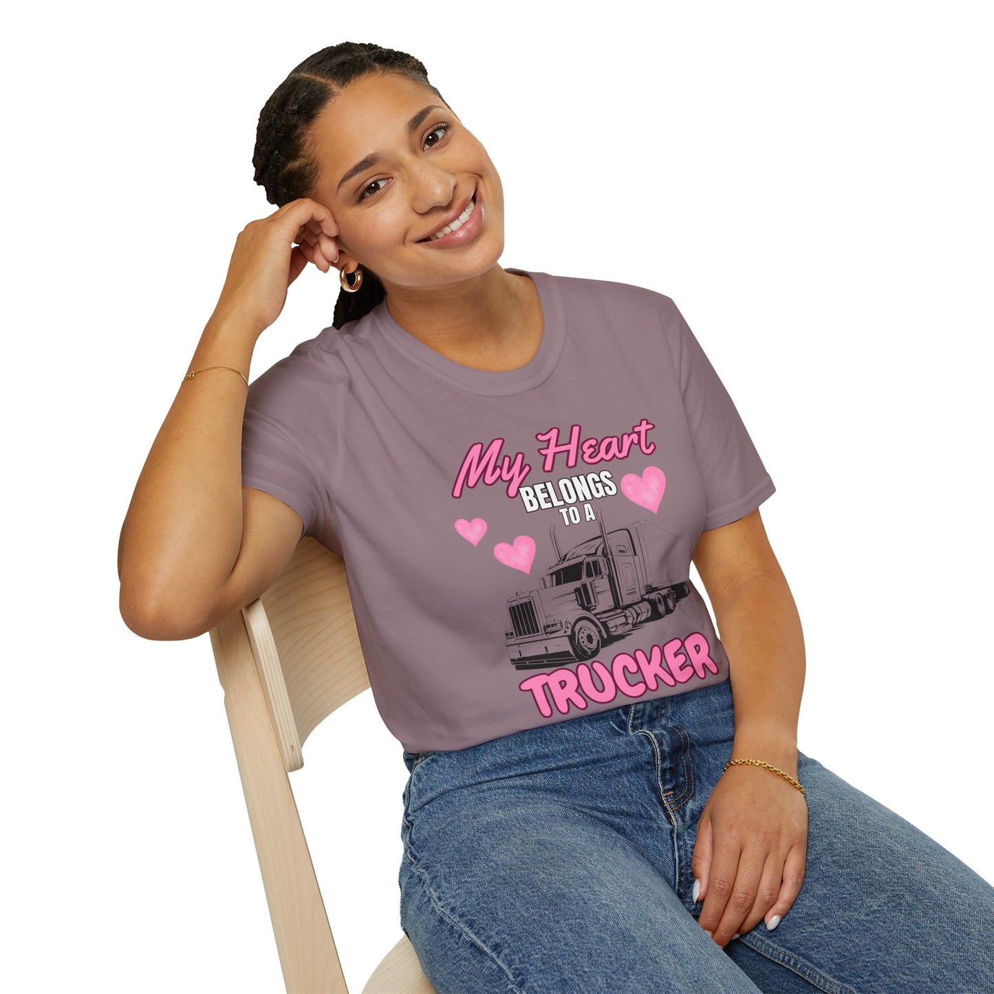 My Heart Belongs to a Trucker Unisex Softstyle T-Shirt