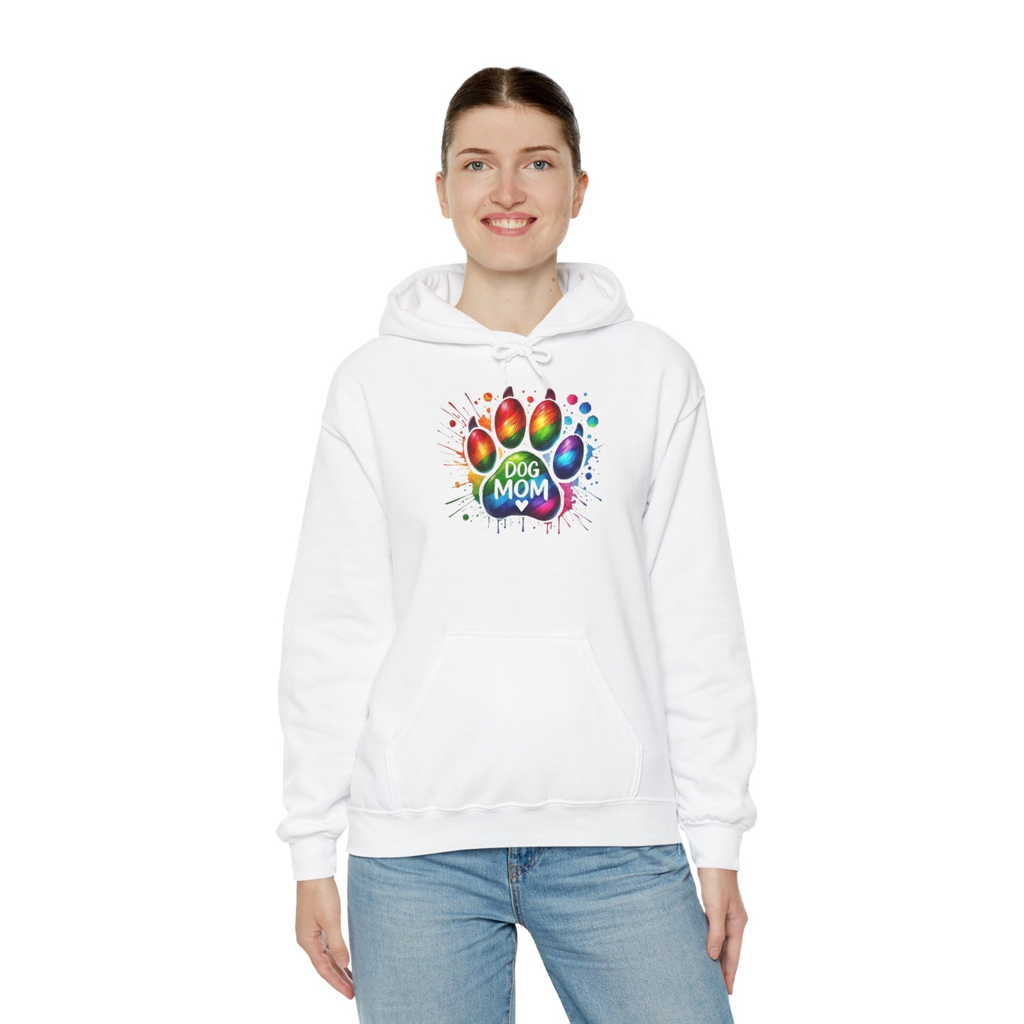 Dog Mom Rainbow Paw Print Hoodie