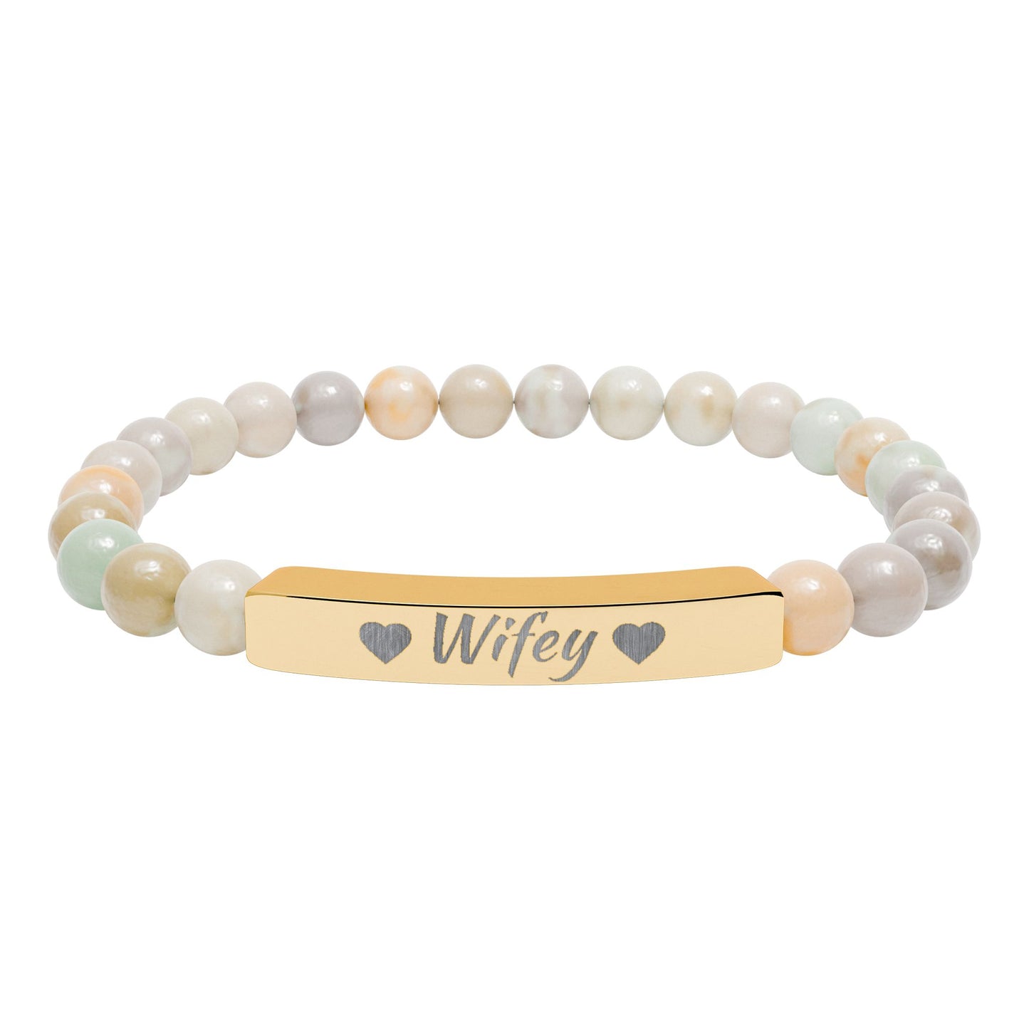 Engraved Natural Stone Stretch Bracelet