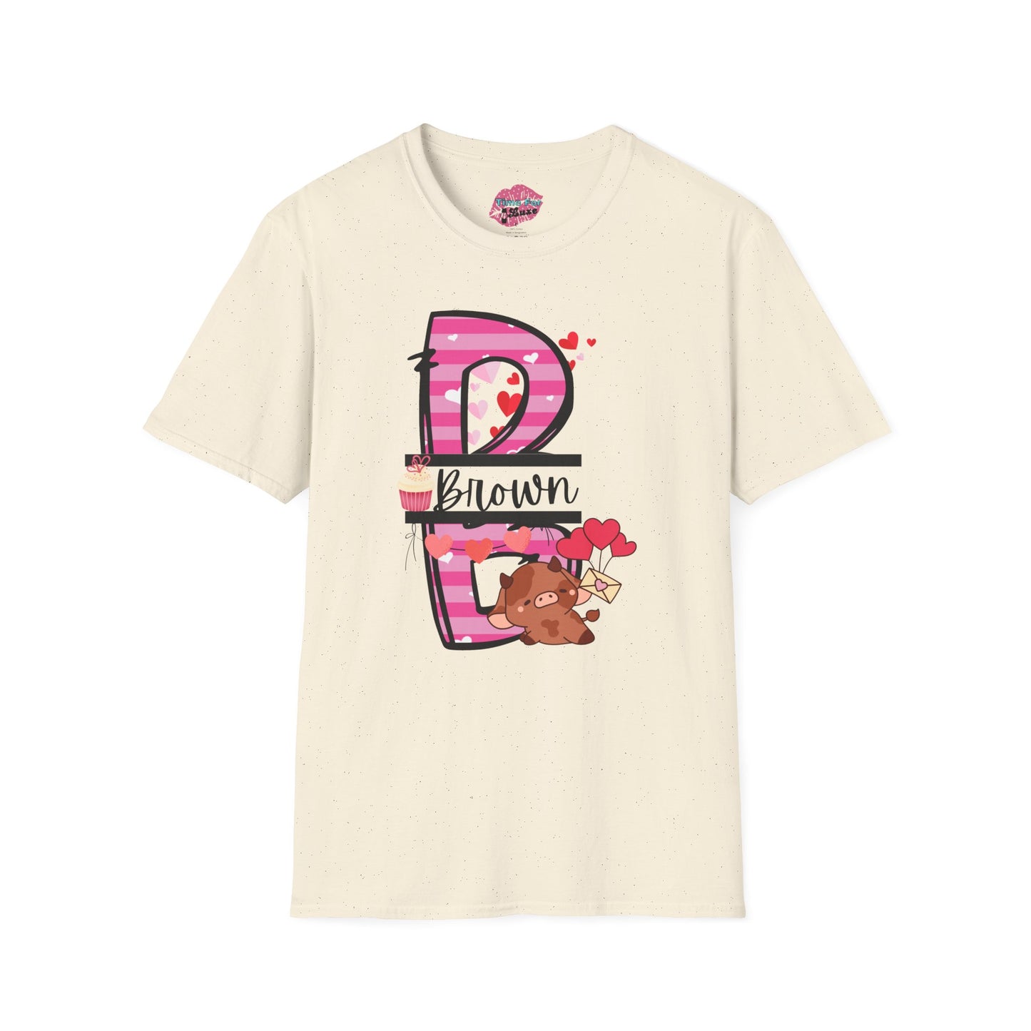 Valentine's Monogram Highland Cow Softstyle Unisex Tee