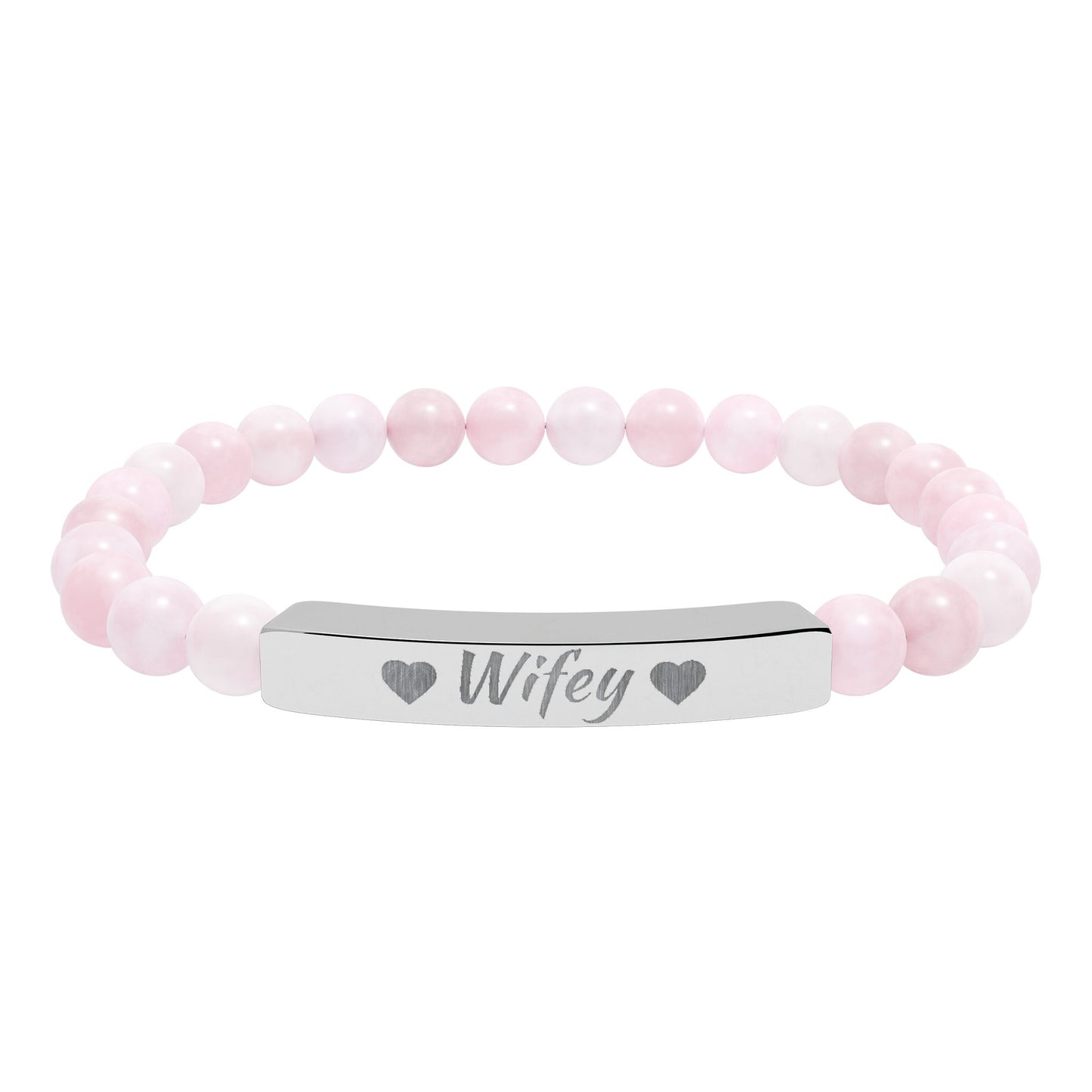 Engraved Natural Stone Stretch Bracelet