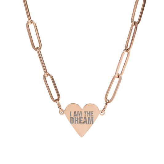 Paperclip Heart Necklace — Engraved “I Am The Dream” Pendant