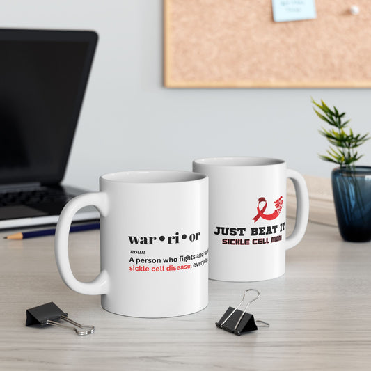 Just Beat It Warrior" Sickle Cell Ceramic Mug  (11oz/15oz)