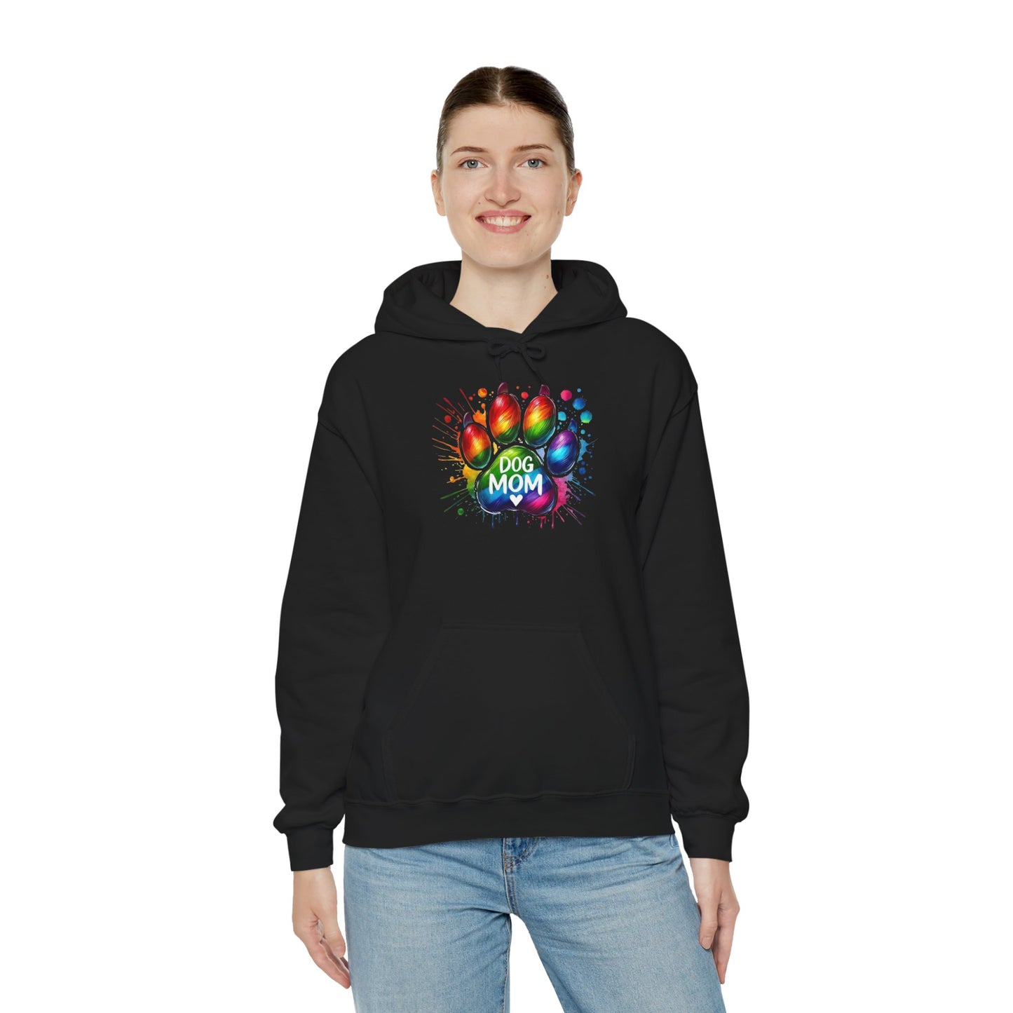 Dog Mom Rainbow Paw Print Hoodie