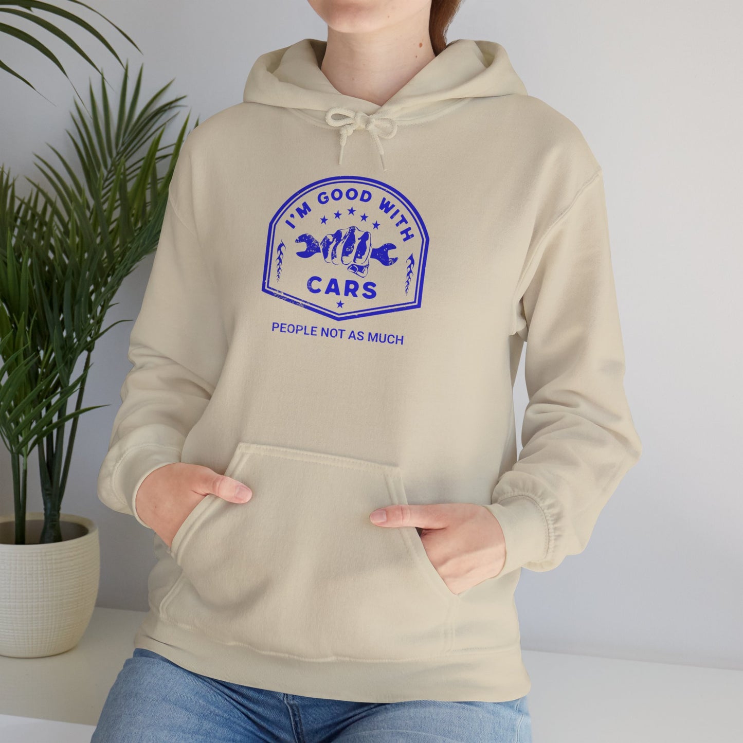 Good With Cars, People Not As Much Graphic Hooded Sweatshirt