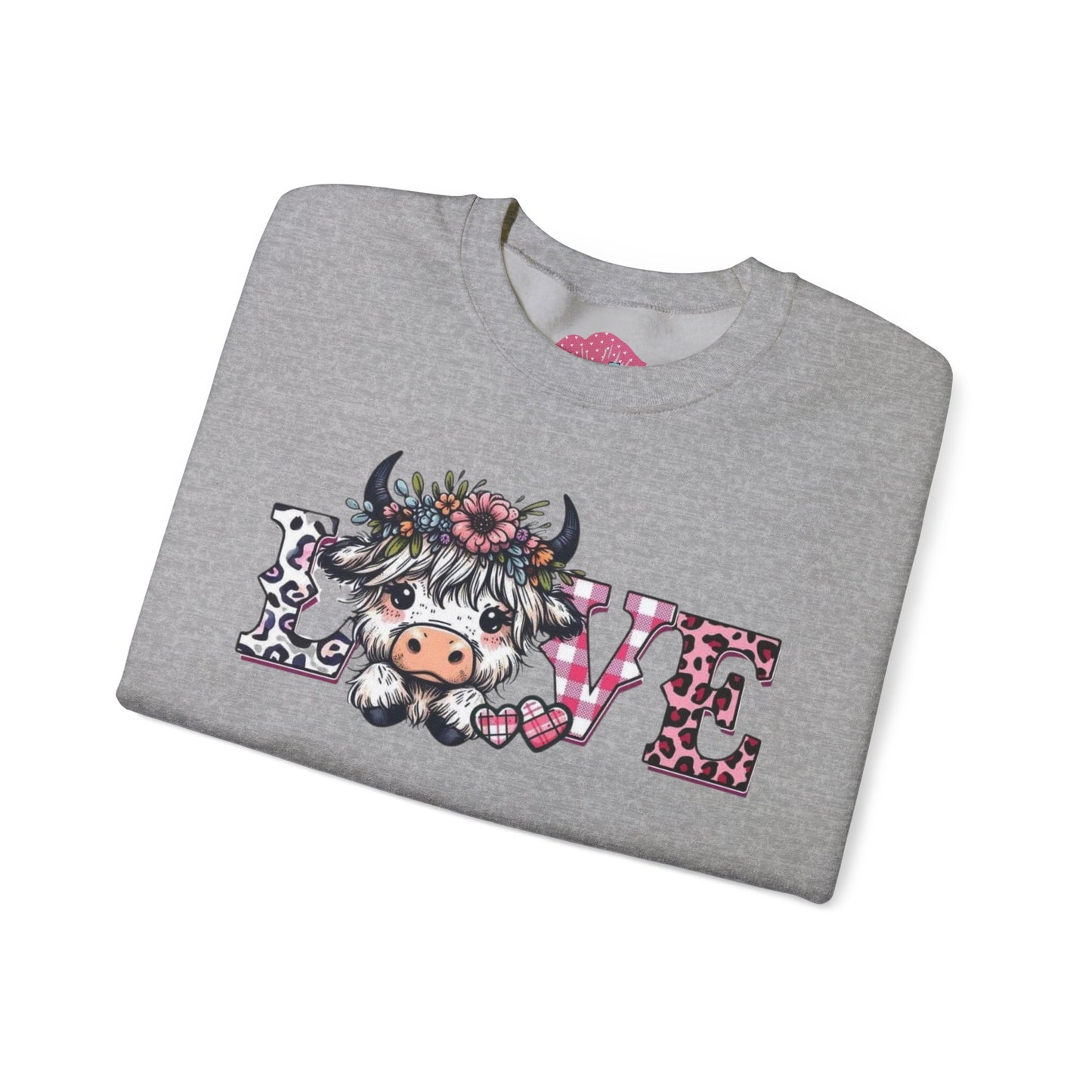 Floral Highland Cow Love Crewneck Sweatshirt