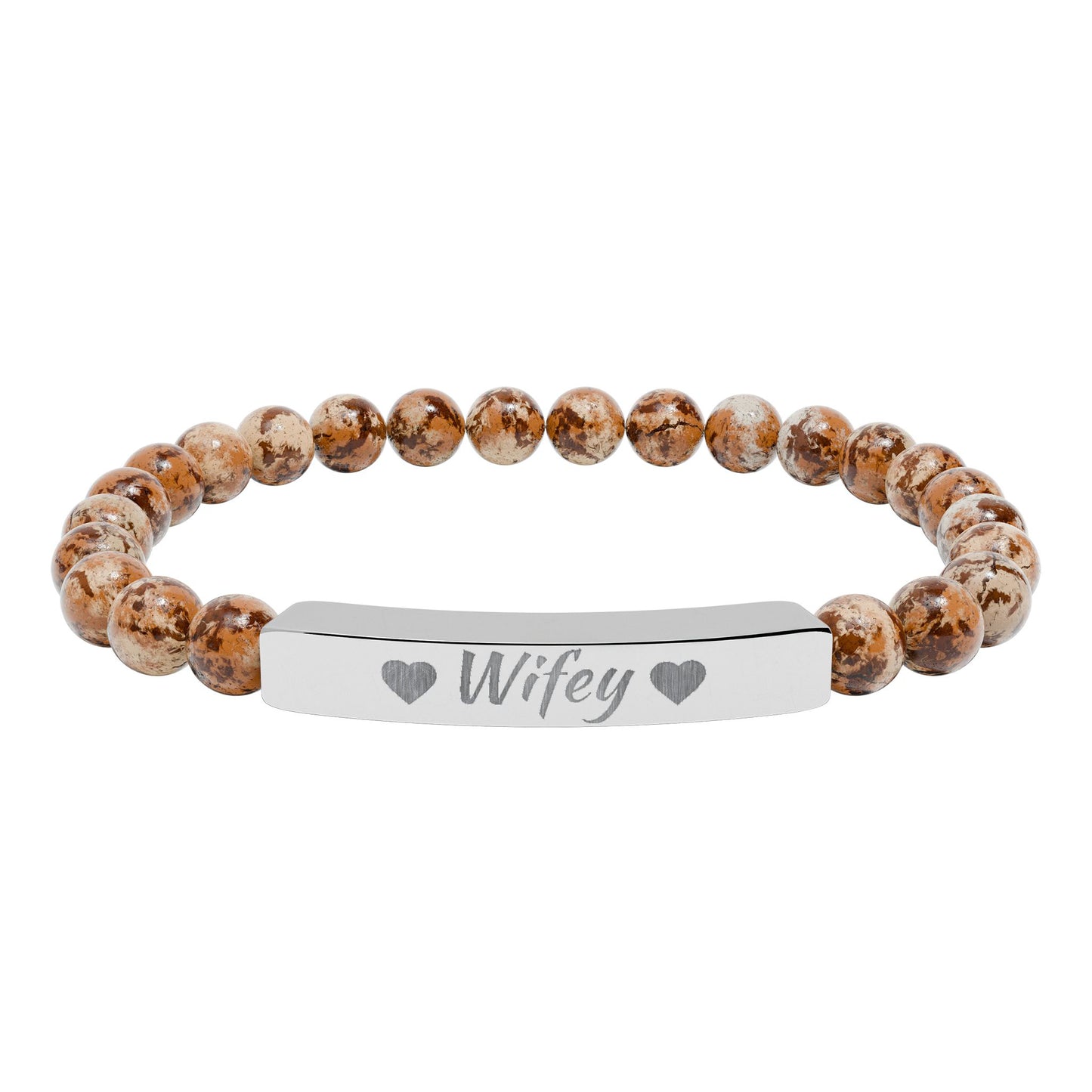 Engraved Natural Stone Stretch Bracelet