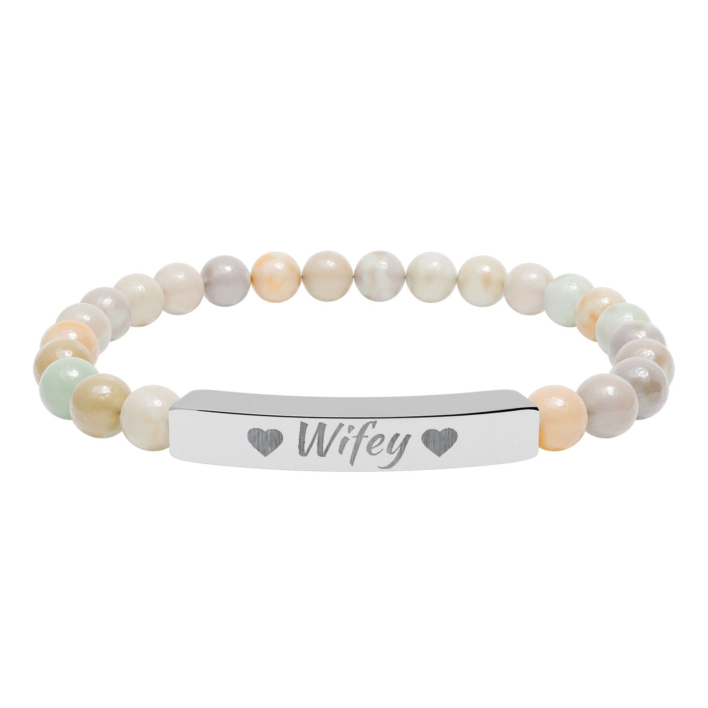 Engraved Natural Stone Stretch Bracelet
