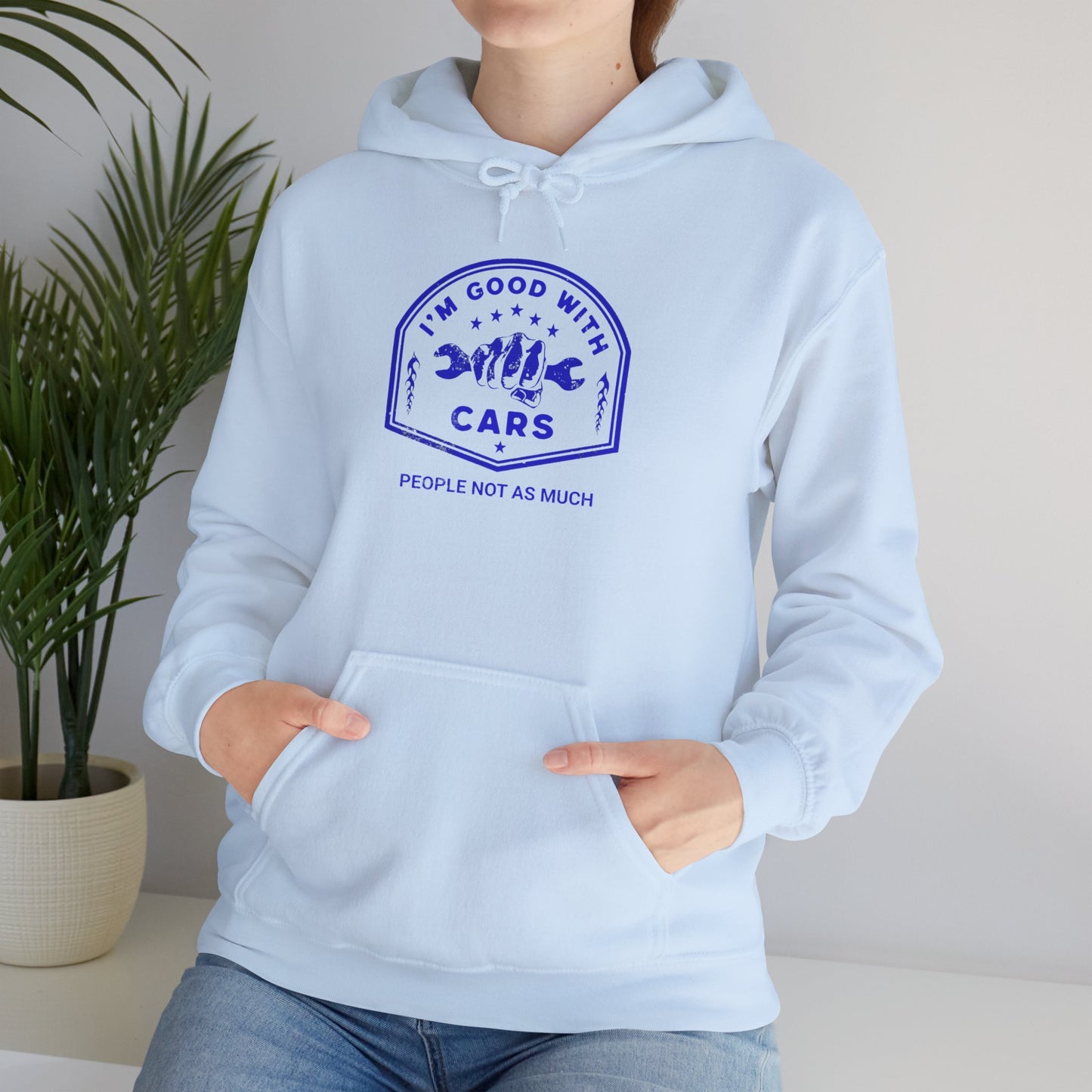Good With Cars, People Not As Much Graphic Hooded Sweatshirt