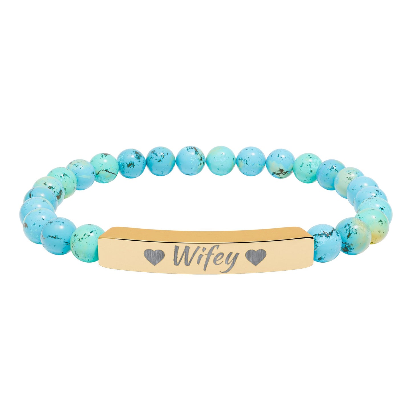 Engraved Natural Stone Stretch Bracelet